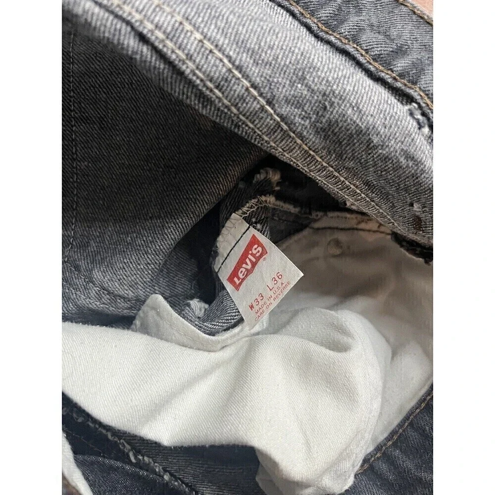 Vintage Levis 505-0259XX Black/Gray Straight Leg Jeans Sz 33x36 AS IS USA
